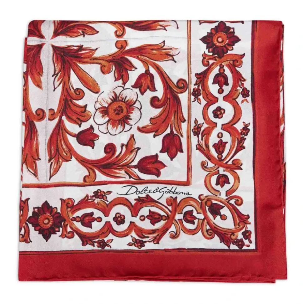 Jedwabna Apaszka Twill z Nadrukiem Majolica