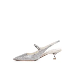 Jedwabne Czółenka Slingback Z Aplikacjami