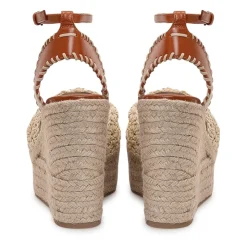 Klinowe espadryle na platformie skórzane 120