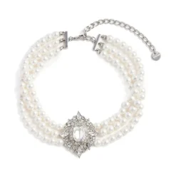 Kryształowy naszyjnik choker z perłami