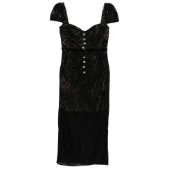 Lace Button Midi Dress
