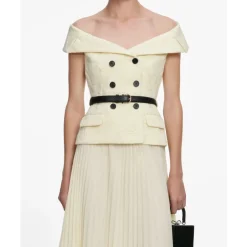 Lace-Detail Button-Front Midi Dress