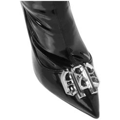 Latexowe kozaki za kolano na wysokim obcasie