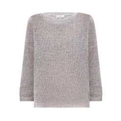 Lniany sweter z trykotu z cekinami