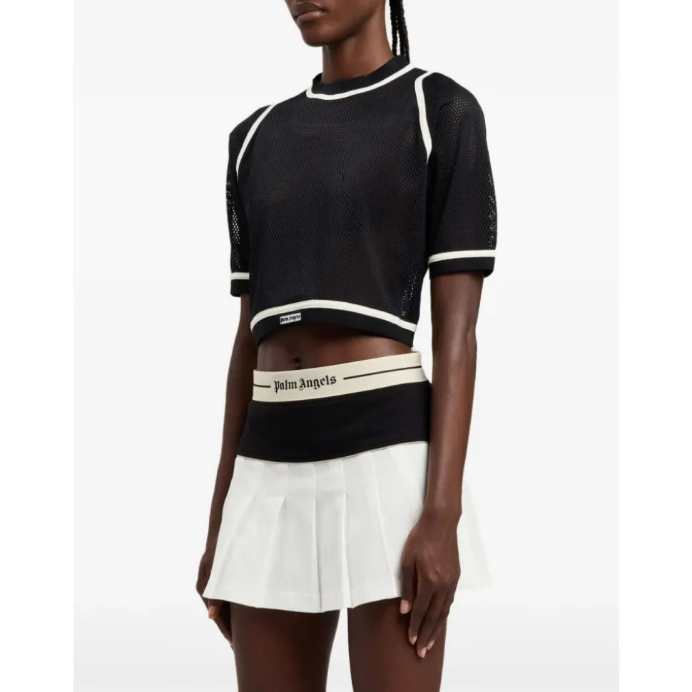 Logo Mesh Cropped Top