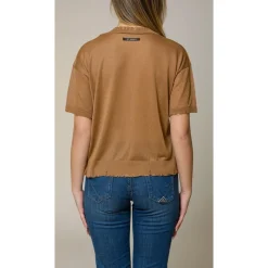 Maglia girocollo manica corta damage lurex