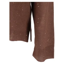 Maglia scollo V manica 3/4 in lana con paillettes
