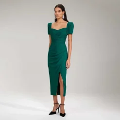 Midi Sukienka Dark Green Iris