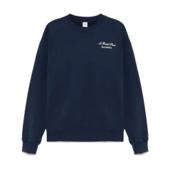 Navy Blue Logo Print Sweater