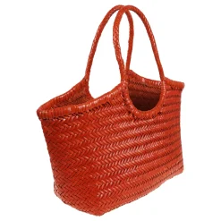 Niebieska Torba Shopper z Wzorem Koszykowym