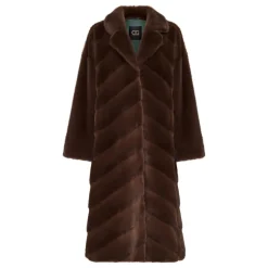 Oversized Faux Fur Coat - Brown