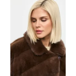 Oversized Faux Fur Coat - Brown