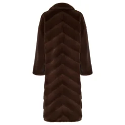 Oversized Faux Fur Coat - Brown