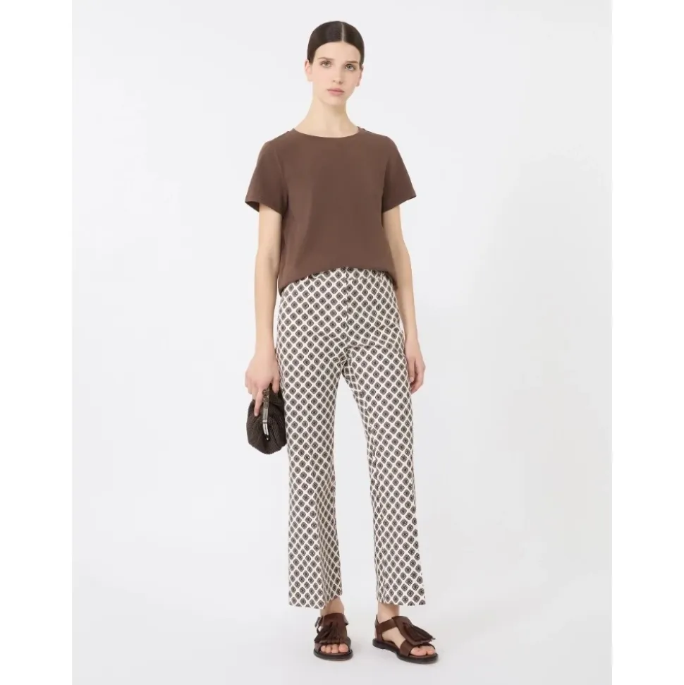 Pantalone in stuoia di cotone stretch stampato