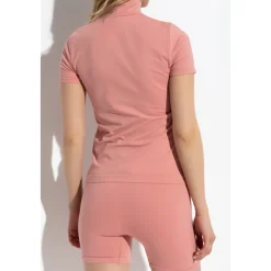 Plant-Stretch Zipped Short Sleeve Top