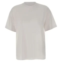 Prążkowany T-shirt z okrągłym dekoltem i transparentnym tyłem