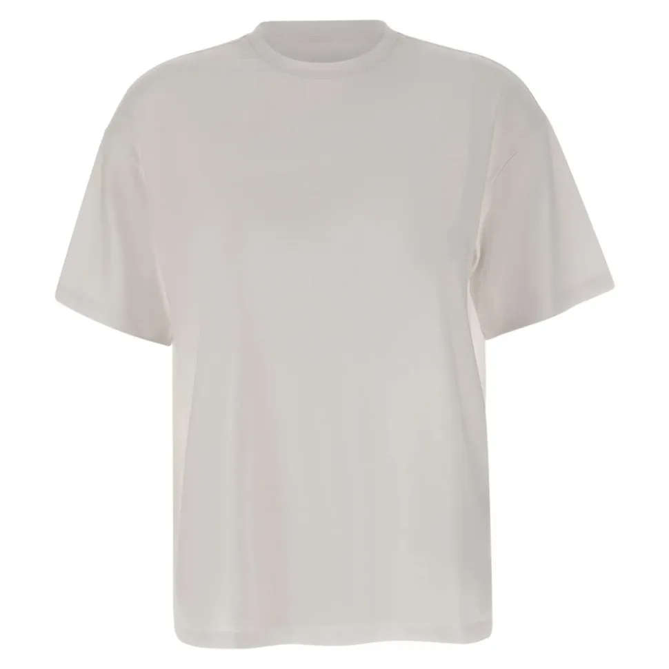 Prążkowany T-shirt z okrągłym dekoltem i transparentnym tyłem