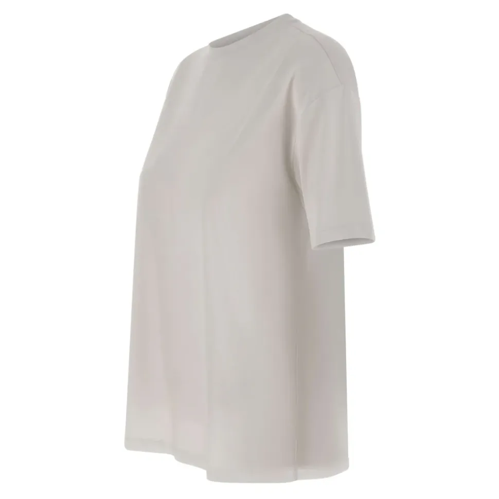Prążkowany T-shirt z okrągłym dekoltem i transparentnym tyłem