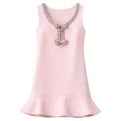 Ruffled Bow Crepe Mini Dress