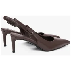 Skórzane Czółenka Slingback ze Szpilką