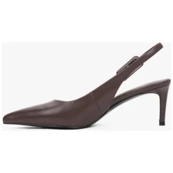 Skórzane Czółenka Slingback ze Szpilką
