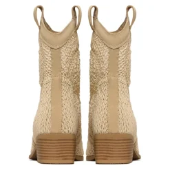 Suede Cowboy Boots - Beige