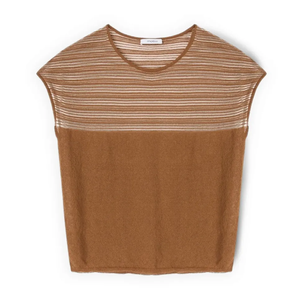 Sweter w paski z mieszanki lnu