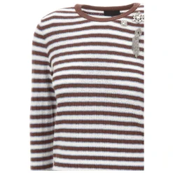 Sweter w paski z wycięciem