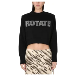 Sweter z dzianiny z logo z cyrkonii