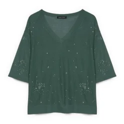 Sweter z mieszanki wiskozy z świetlistymi aplikacjami