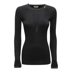 Sweter z Prążkami i Logo z Klejnotem