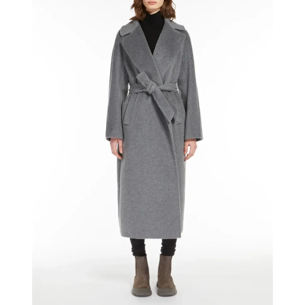 Szary Wełniany Alpaka Płaszcz
