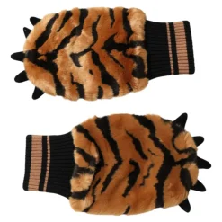 Tiger Knitted Fur Wrist Mitten Gloves