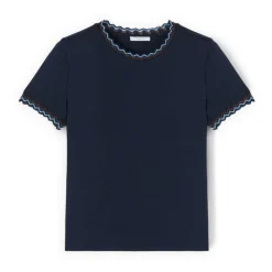 T-shirt z dzianinowymi brzegami