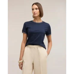 T-shirt z dzianinowymi brzegami