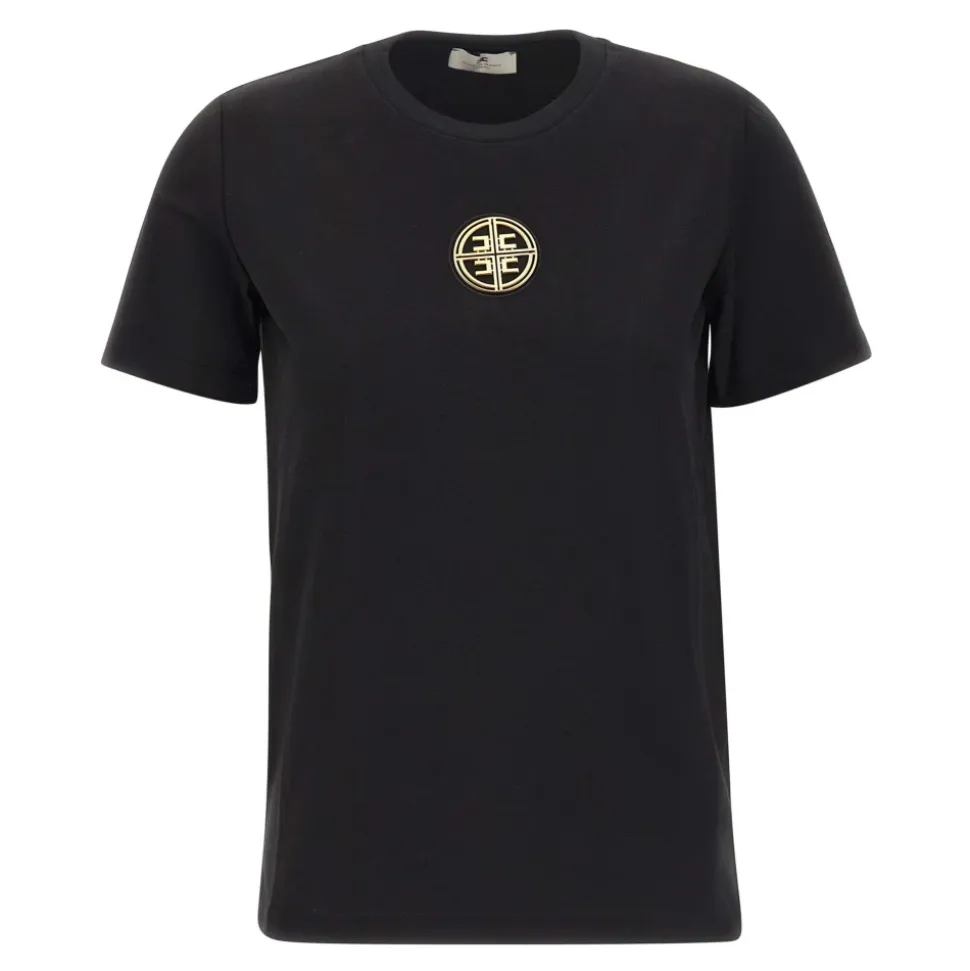 T-shirt z prążkowanym dekoltem