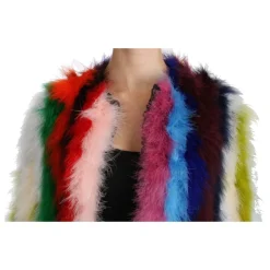 Wielokolorowy Puchowy Płaszcz z Kapturem