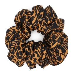 Wzorzysty brązowy i czarny gumka do włosów scrunchie