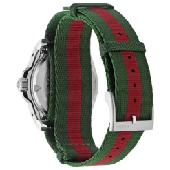 YA136364 - Dive 40 mm stalowa koperta, czarna tarcza, ceramiczny bezel, nato zielono-czerwono-zielony pasek, ruch automatyczny